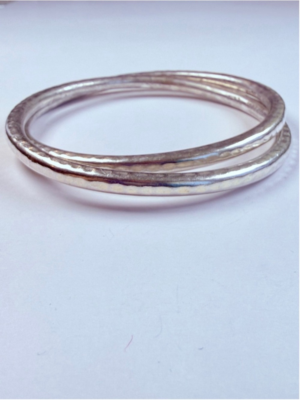 Tere Silva Interlocking Hammered Sterling 925 Bangle Dual Bracelet Taxco Mexico